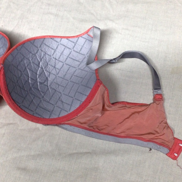 Victoria's Secret Coral Bra with Gray Straps perfect shape bra - Picture 3 of 8